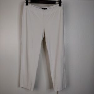 Eileen Fisher Pants Womens Sz PM Petite Ivory Pull On Stretch Ankle Made In USA
